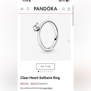 Pandora Heart Solitaire Ring